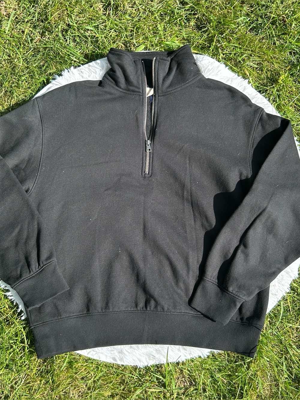 Universal Thread Black Women's Quarter-Zip Pullover Sweatshirt Size Medium